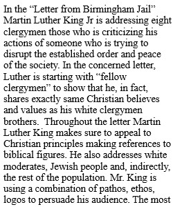 Rhetorical Analysis of Martin Luther’s “Letter from Birmingham Jail”